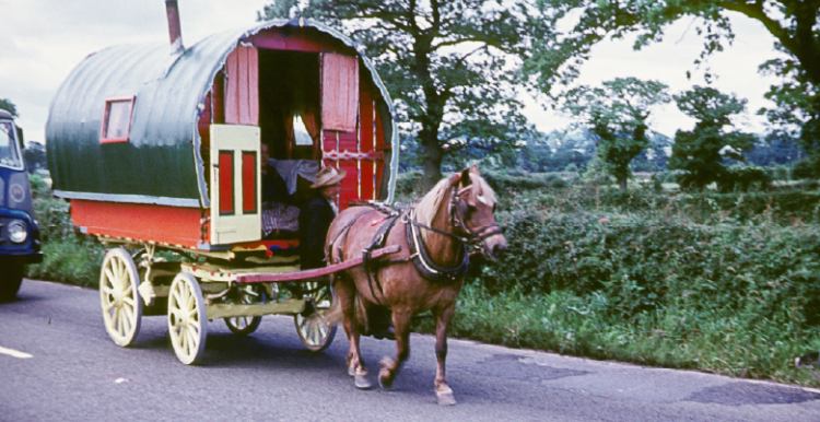 Heritage Traveller caravan and horse on the road